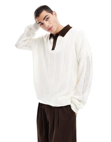 Maglione oversize beige con colletto a contrasto - ASOS DESIGN - Modalova