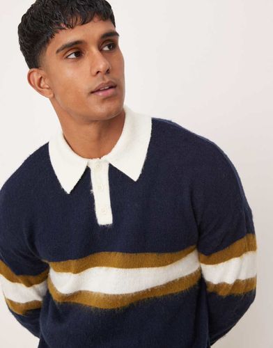 Maglione stile polo da rugby comodo con righe - ASOS DESIGN - Modalova