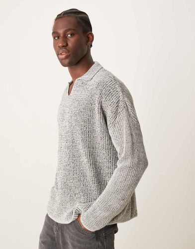 Maglione stile polo oversize squadrato grigio mélange - ASOS DESIGN - Modalova