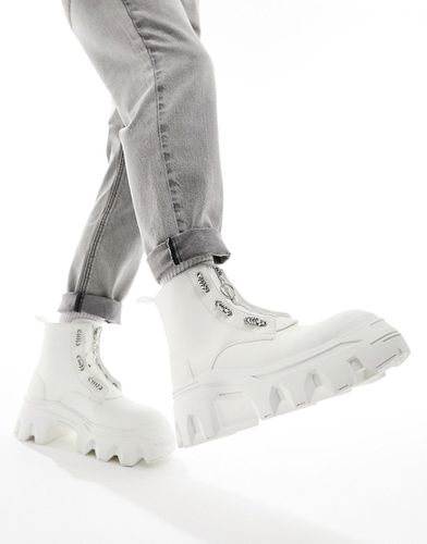 Stivali con suola spessa in pelle sintetica bianca con zip - ASOS DESIGN - Modalova