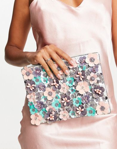 Pochette rosa con fiori in 3D - ASOS DESIGN - Modalova