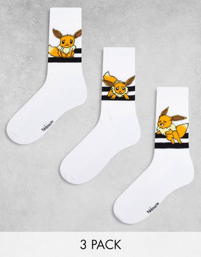 Pokémon - Confezione da 3 paia di calzini sportivi bianchi con personaggio Eevee - ASOS DESIGN - Modalova