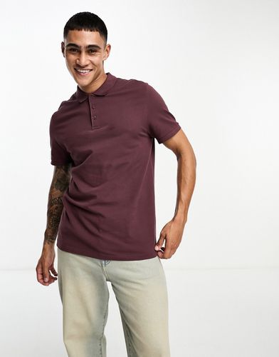 Polo in piqué elegante bordeaux - ASOS DESIGN - Modalova