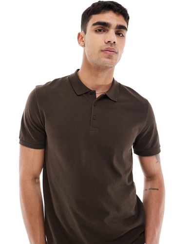 Polo scuro piqué - ASOS DESIGN - Modalova