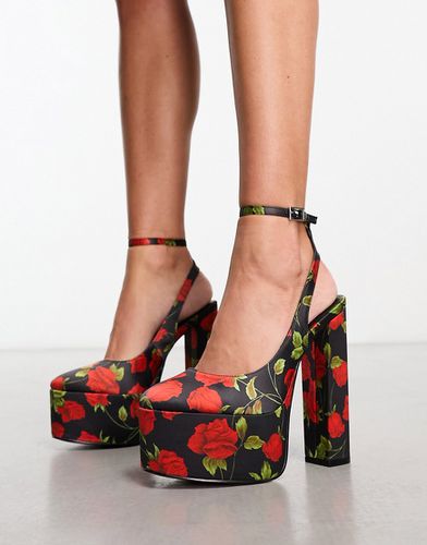 Porter - Scarpe nere e rosse a fiori con plateau - ASOS DESIGN - Modalova