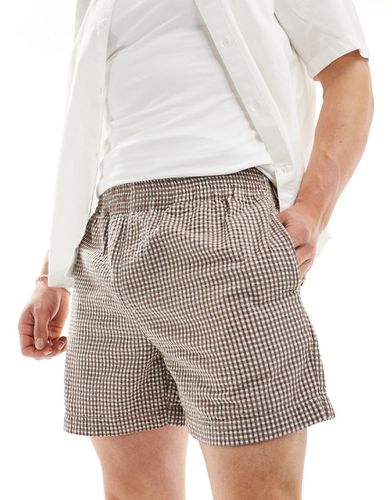 Pantaloncini ampi taglio corto marroni a quadretti con vita elasticizzata - ASOS DESIGN - Modalova