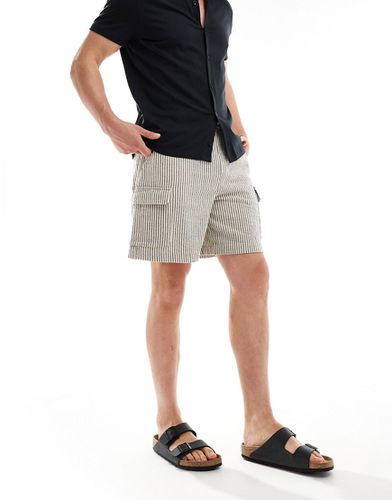 Pantaloncini cargo ampi taglio standard marroni a righe con vita elasticizzata - ASOS DESIGN - Modalova