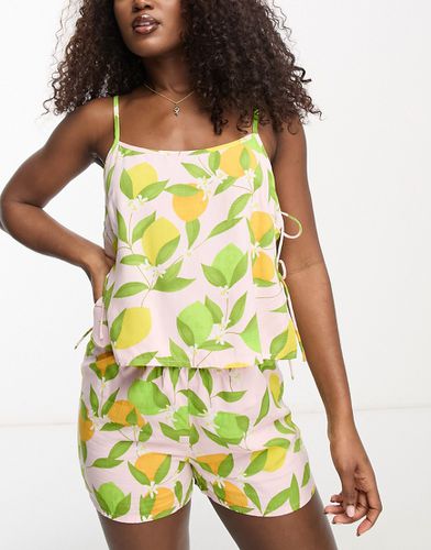 Pantaloncini del pigiama mix & match in modal con stampa di frutta - ASOS DESIGN - Modalova