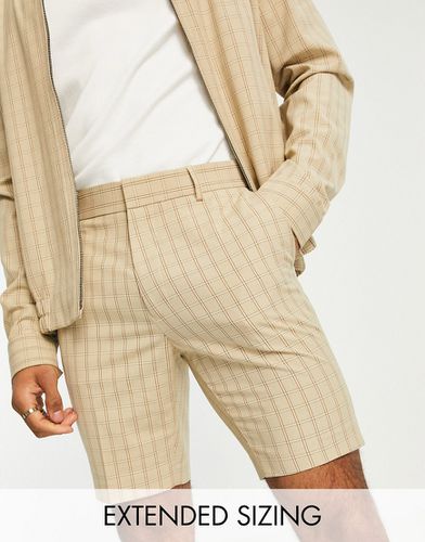 Pantaloncini eleganti skinny con coulisse in vita a quadretti, color pietra in coordinato - ASOS DESIGN - Modalova