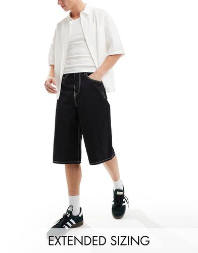 Pantaloncini stile jorts in nylon neri con dettagli a contrasto - ASOS DESIGN - Modalova