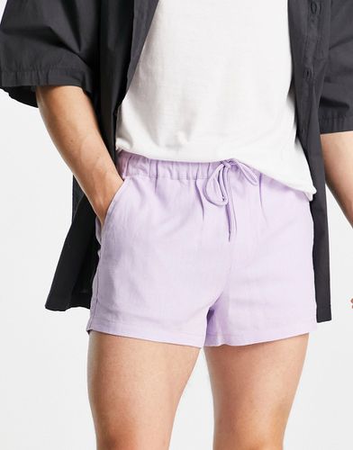 Pantaloncini slim corti in misto lino lilla pastello - ASOS DESIGN - Modalova