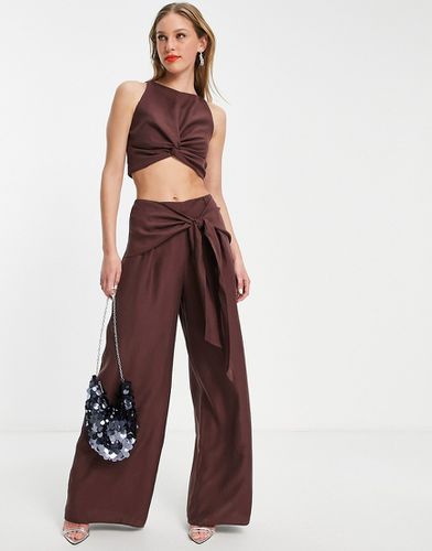 Pantaloni a fondo ampio color cioccolato in coordinato - ASOS DESIGN - Modalova