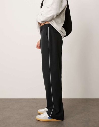 Pantaloni a fondo ampio eleganti neri con profili laterali - ASOS DESIGN - Modalova