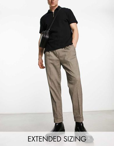 Pantaloni affusolati eleganti microtesturizzati color pietra con risvolto - ASOS DESIGN - Modalova