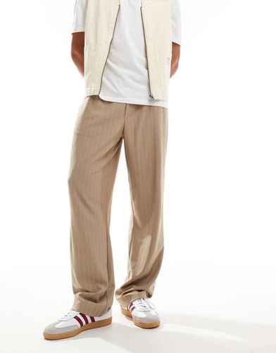 Pantaloni ampi beige con motivo gessato in coordinato - ASOS DESIGN - Modalova