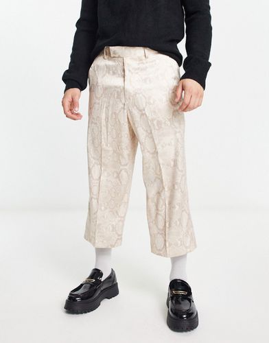 Pantaloni culotte eleganti a fondo ampio color pietra con stampa pitonata - ASOS DESIGN - Modalova