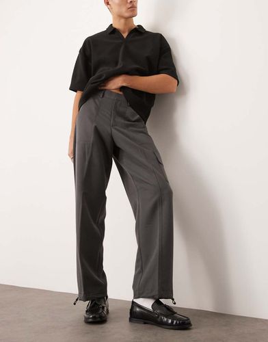 Pantaloni cargo a fondo ampio eleganti grigi con fondo con fermacorda - ASOS DESIGN - Modalova