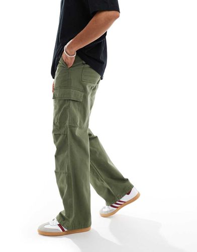 Pantaloni cargo extra ampi kaki con pieghe sulle ginocchia - ASOS DESIGN - Modalova