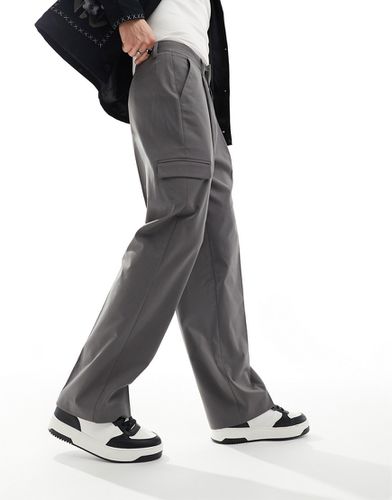 Pantaloni cargo eleganti a fondo ampio grigi - ASOS DESIGN - Modalova