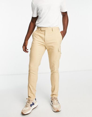 Pantaloni cargo eleganti affusolati con tasche color cammello - ASOS DESIGN - Modalova