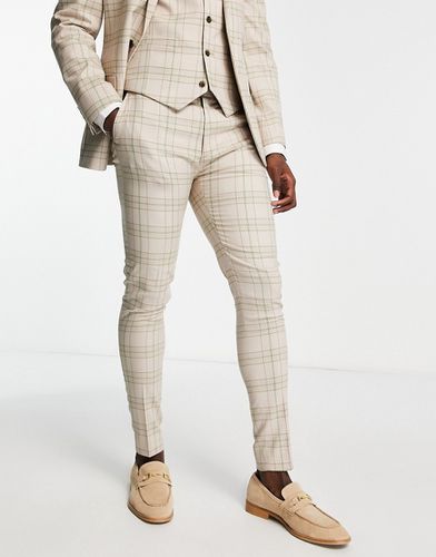 Pantaloni da abito mix and match super skinny beige a quadri tono su tono - ASOS DESIGN - Modalova