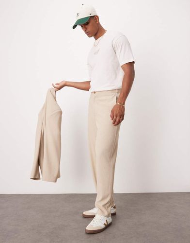 Pantaloni da abito a cilindro color pietra a coste testurizzati - ASOS DESIGN - Modalova