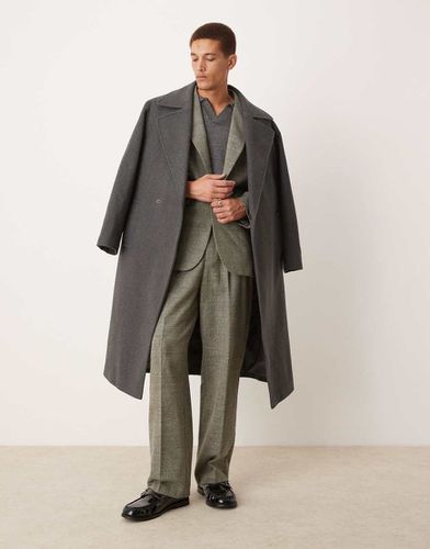 Pantaloni da abito a vita alta e fondo ampio con piega frontale in tweed - ASOS DESIGN - Modalova