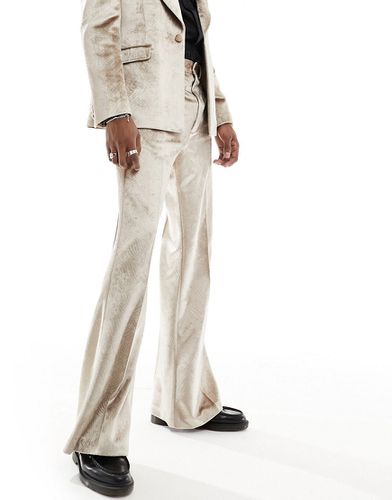 Pantaloni da abito a zampa vintage in velluto goffrato color - ASOS DESIGN - Modalova