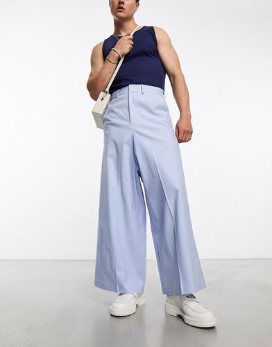 Pantaloni da abito in misto lana con fondo super ampio - ASOS DESIGN - Modalova