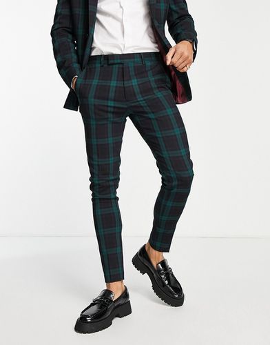Pantaloni da abito super skinny a quadri scozzesi verde scuro e neri - ASOS DESIGN - Modalova