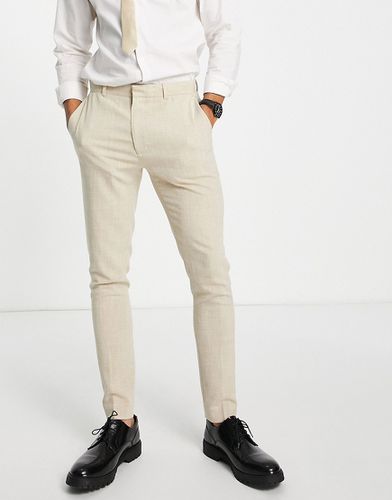 Pantaloni da abito super skinny con motivo crosshatch color cammello - ASOS DESIGN - Modalova