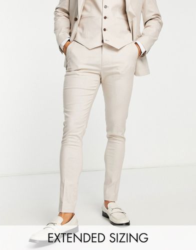 Pantaloni da abito super skinny in misto lino color pietra - ASOS DESIGN - Modalova
