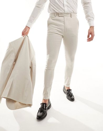 Pantaloni da abito super skinny in misto lino color pietra - ASOS DESIGN - Modalova