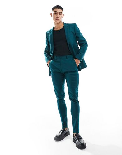 Pantaloni da abito super skinny in misto lino -azzurro - ASOS DESIGN - Modalova