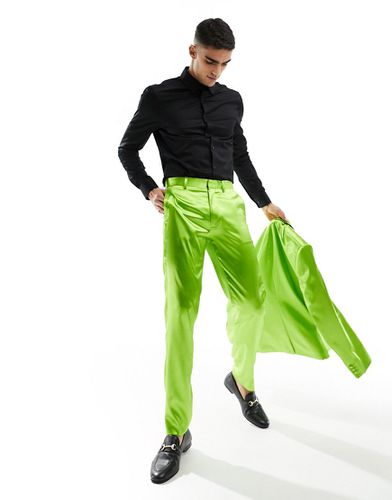 Pantaloni da abito skinny verdi in raso - ASOS DESIGN - Modalova