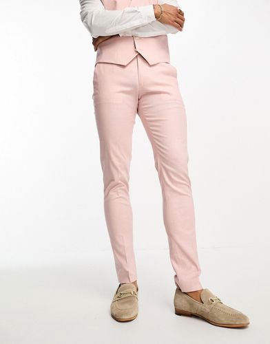 Pantaloni da abito skinny in misto lino pastello - ASOS DESIGN - Modalova