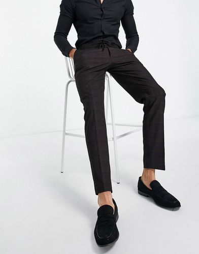 Pantaloni da abito slim con motivo a quadri con motivo crosshatch e coulisse in vita, colore - ASOS DESIGN - Modalova