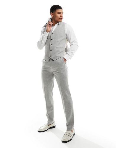 Pantaloni da abito slim in misto lana testurizzato chiaro - ASOS DESIGN - Modalova