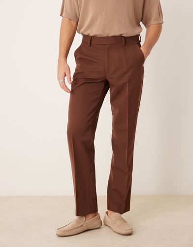 Pantaloni dritti eleganti marroni - ASOS DESIGN - Modalova