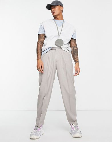 Pantaloni eleganti oversize affusolati in twill grigio - ASOS DESIGN - Modalova
