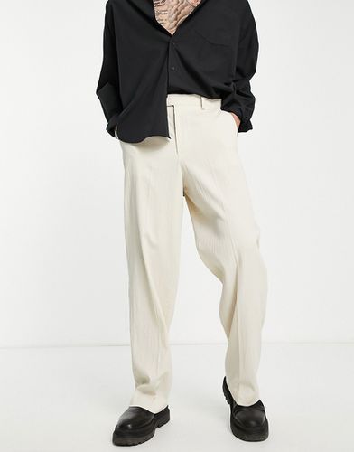 Pantaloni eleganti a fondo ampio in misto lino stropicciato écru - ASOS DESIGN - Modalova
