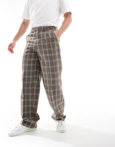 Pantaloni eleganti a fondo ampio marroni a quadri - ASOS DESIGN - Modalova