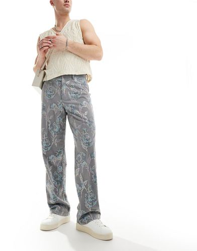Pantaloni eleganti a fondo ampio a fiori con paillettes effetto pixel - ASOS DESIGN - Modalova