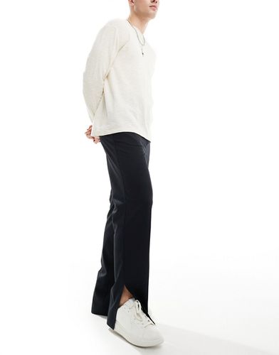Pantaloni eleganti dritti a vita alta neri con spacchi laterali - ASOS DESIGN - Modalova