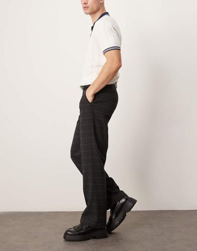 Pantaloni eleganti in misto lana dritti grigi a quadri - ASOS DESIGN - Modalova