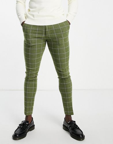 Pantaloni eleganti super skinny in misto lana canna di fucile a quadri larghi - ASOS DESIGN - Modalova