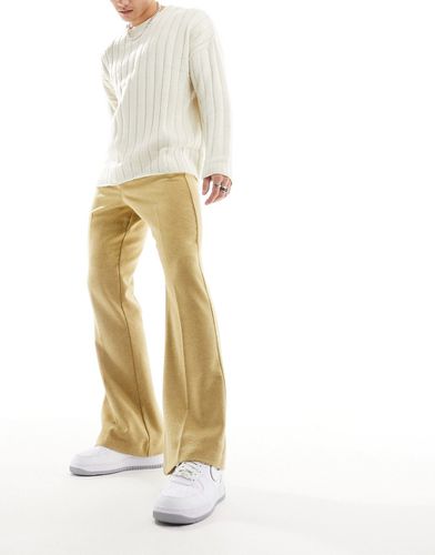 Pantaloni eleganti scampanati a vita alta in misto lana color pietra - ASOS DESIGN - Modalova