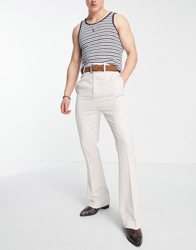 Pantaloni eleganti skinny a vita alta e a zampa color écru - ASOS DESIGN - Modalova