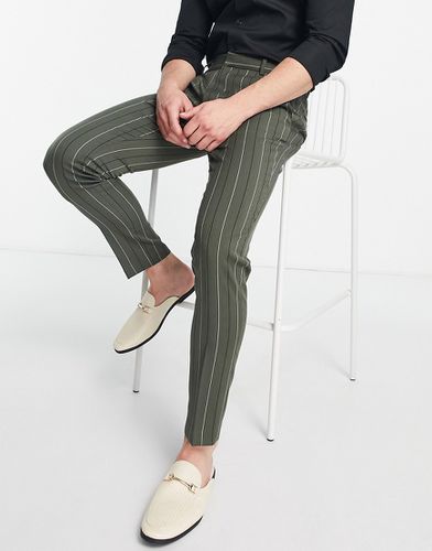 Pantaloni eleganti skinny alla caviglia verdi a righe - ASOS DESIGN - Modalova