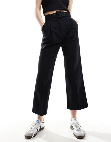 Pantaloni sartoriali con cintura in misto lino chiaro - ASOS DESIGN - Modalova